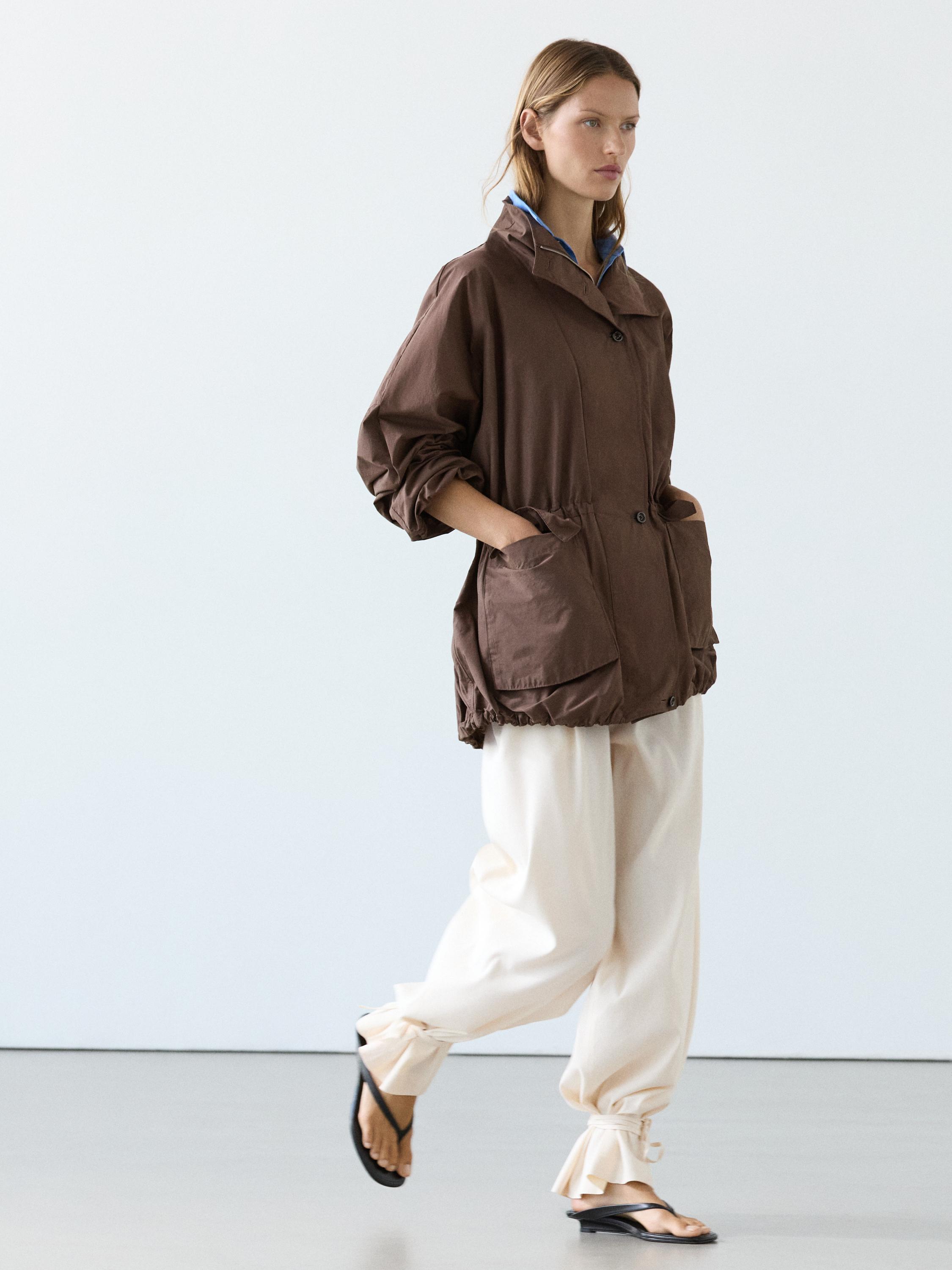 Puff parka with collar detail